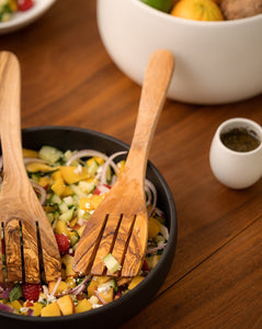 Olive Wood Serving Spatula Forks - Pair