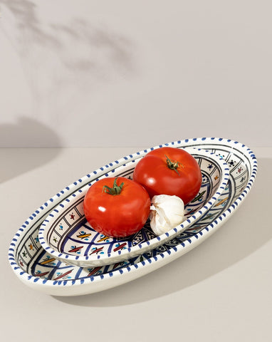Ceramic Hand Painted Decorative Oval Plate | Terrata Collection