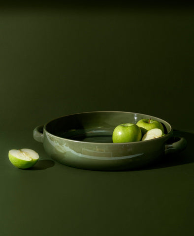 Stoneware Serving Plate with Handles 13.4"