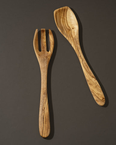Ensemble plat de service, Bol et set en bois d'olivier