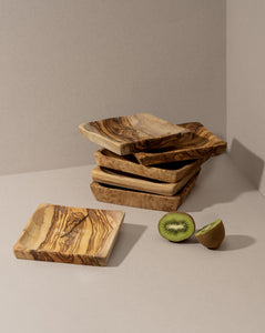 Natural Olive Wood Square Condiment Bowl