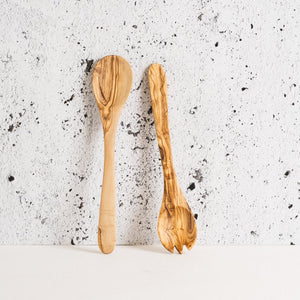 Bundle - Stoneware Serving Bowl X Olive Wood Utensils